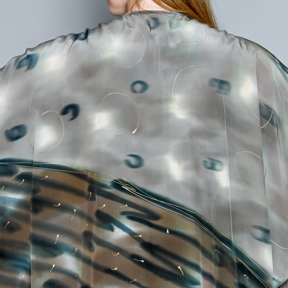 247. VINTAGE Aliki Yamani Creations Silk Kaftan OS - Picture 6 of 10